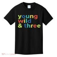 3rd Birthday Boy Funny Young Wild & Three Kids T-Shirt thumb 0