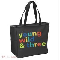 3rd Birthday Boy Funny Young Wild & Three Tote Bag thumb 2