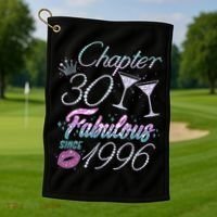 30th Birthday Chapter 30 Fabulous Since 1996 Rhinestones Diamonds Golf Towel thumb 1