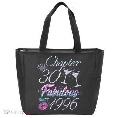 30th Birthday Chapter 30 Fabulous Since 1996 Rhinestones Diamonds Tote Bag