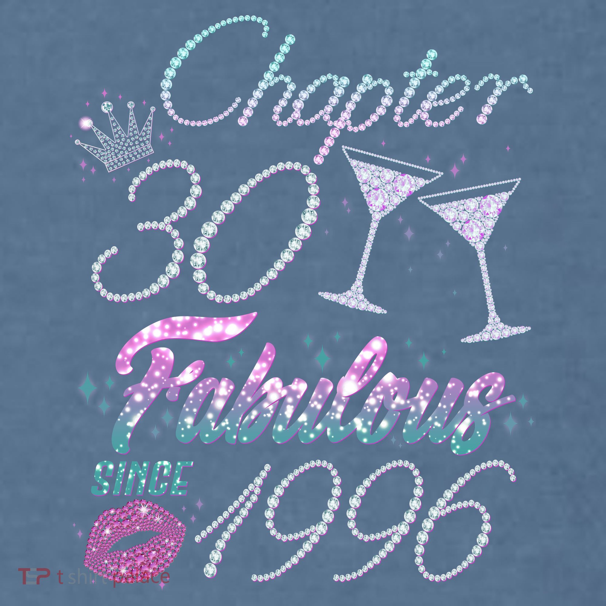 30th Birthday Chapter 30 Fabulous Since 1996 Rhinestones Diamonds Comfort Colors Garment-Dyed Hooded Sweatshirt