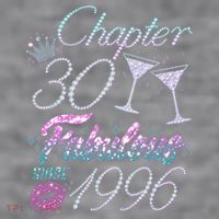 30th Birthday Chapter 30 Fabulous Since 1996 Rhinestones Diamonds Women's Racerback Cropped Tank thumb 2