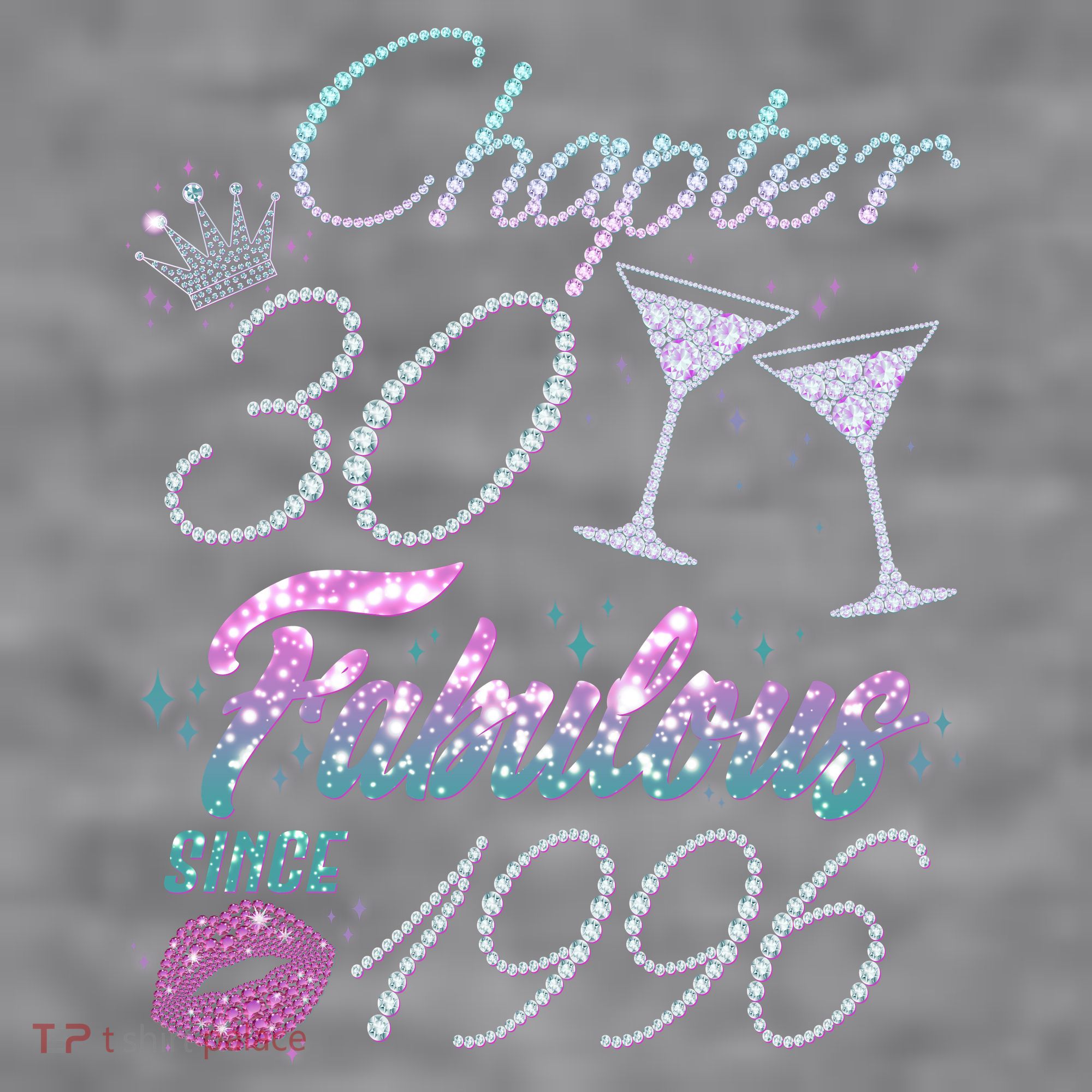 30th Birthday Chapter 30 Fabulous Since 1996 Rhinestones Diamonds Women's Racerback Cropped Tank
