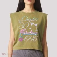 30th Birthday Chapter 30 Fabulous Since 1996 Rhinestones Diamonds Garment-Dyed Women's Muscle Tee thumb 2