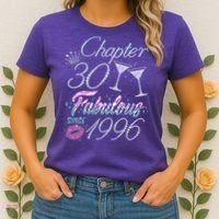 30th Birthday Chapter 30 Fabulous Since 1996 Rhinestones Diamonds Women's T-Shirt thumb 2