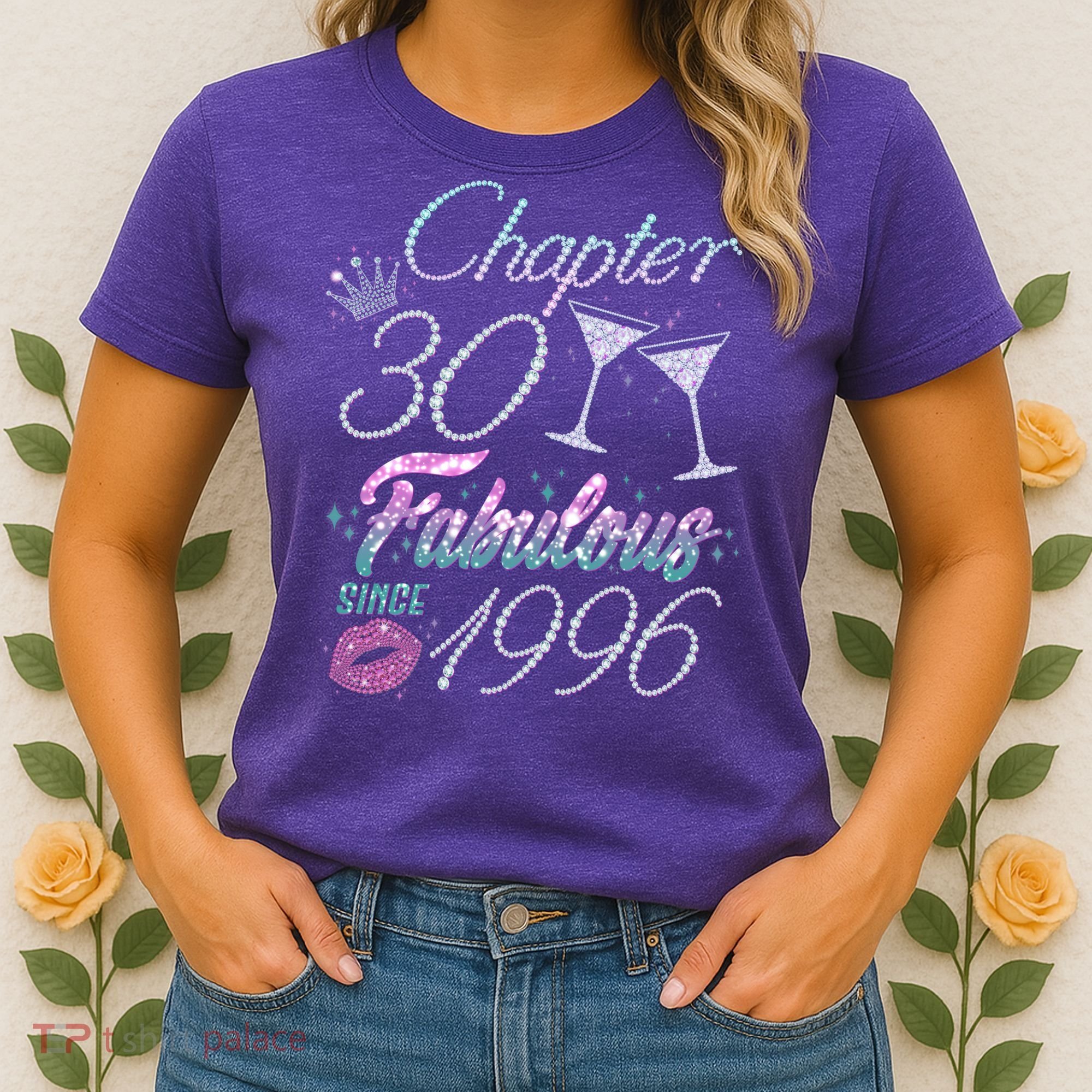 30th Birthday Chapter 30 Fabulous Since 1996 Rhinestones Diamonds Women's T-Shirt