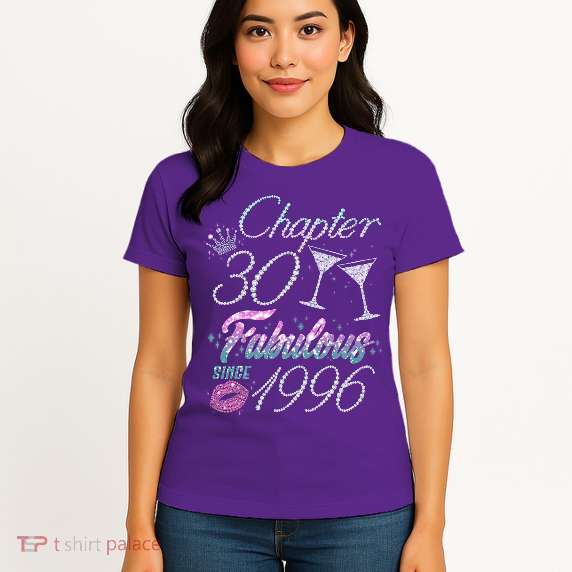 30th Birthday Chapter 30 Fabulous Since 1996 Rhinestones Diamonds Women's T-Shirt