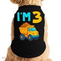 3rd Birthday Cartoon Dump Toy Truck Construction I'M 3 Three Doggie Tank thumb 0