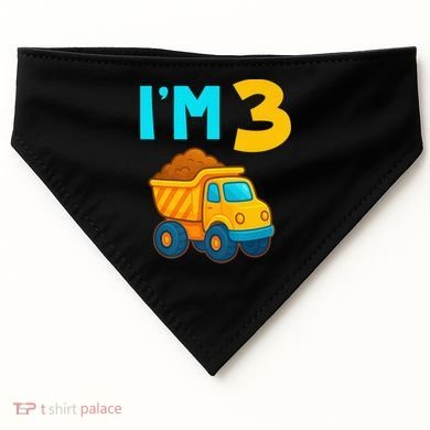 3rd Birthday Cartoon Dump Toy Truck Construction I'M 3 Three USA-Made Doggie Bandana