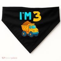 3rd Birthday Cartoon Dump Toy Truck Construction I'M 3 Three USA-Made Doggie Bandana thumb 0