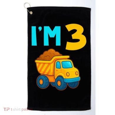 3rd Birthday Cartoon Dump Toy Truck Construction I'M 3 Three Golf Towel
