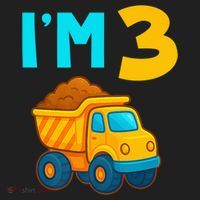 3rd Birthday Cartoon Dump Toy Truck Construction I'M 3 Three Golf Towel thumb 3