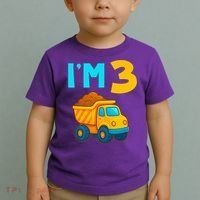 3rd Birthday Cartoon Dump Toy Truck Construction I'M 3 Three Toddler T-Shirt thumb 2