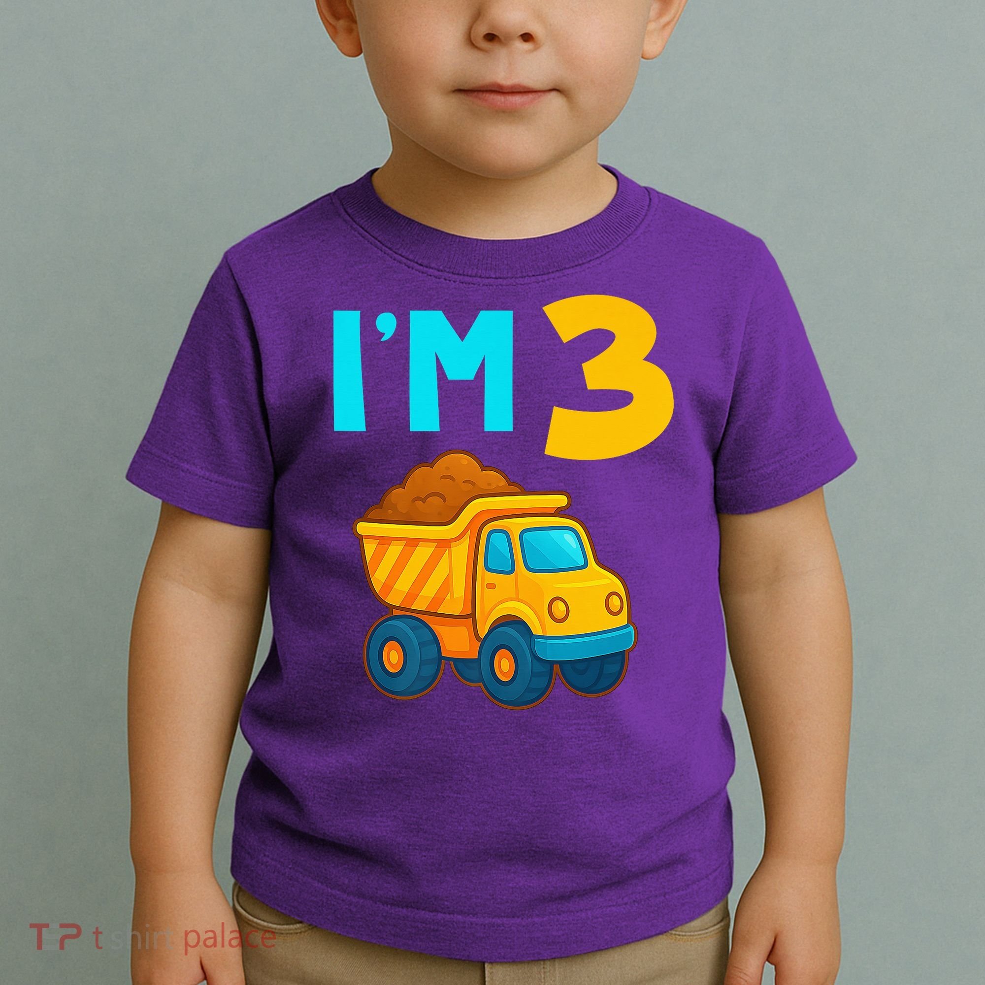 3rd Birthday Cartoon Dump Toy Truck Construction I'M 3 Three Toddler T-Shirt