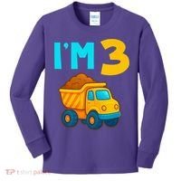 3rd Birthday Cartoon Dump Toy Truck Construction I'M 3 Three Kids Long Sleeve Shirt thumb 0