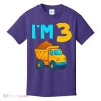3rd Birthday Cartoon Dump Toy Truck Construction I'M 3 Three Kids T-Shirt thumb 0