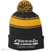 30th Birthday Classic 1996 Limited Edition Metallic Chrome Birthday Stripe Pom Pom Beanie thumb 0