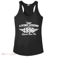30th Birthday Certified Living Legend Since 1996 Legends Never Die Ladies PosiCharge Competitor Racerback Tank thumb 0