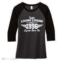 30th Birthday Certified Living Legend Since 1996 Legends Never Die Women's Tri-Blend 3/4-Sleeve Raglan Shirt thumb 0