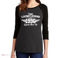 30th Birthday Certified Living Legend Since 1996 Legends Never Die Women's Tri-Blend 3/4-Sleeve Raglan Shirt thumb 2