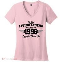 30th Birthday Certified Living Legend Since 1996 Legends Never Die Women's V-Neck T-Shirt thumb 0