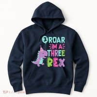 3rd Birthday Dinosaur Girl Trex Matching Family Party Three Hoodie thumb 0