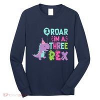 3rd Birthday Dinosaur Girl Trex Matching Family Party Three Long Sleeve Shirt thumb 0