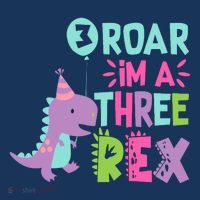 3rd Birthday Dinosaur Girl Trex Matching Family Party Three Long Sleeve Shirt thumb 2