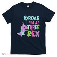 3rd Birthday Dinosaur Girl Trex Matching Family Party Three T-Shirt thumb 0