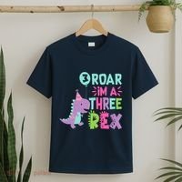 3rd Birthday Dinosaur Girl Trex Matching Family Party Three T-Shirt thumb 2