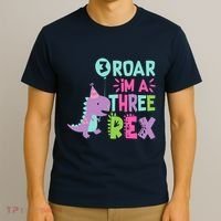 3rd Birthday Dinosaur Girl Trex Matching Family Party Three T-Shirt thumb 3