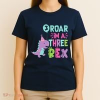 3rd Birthday Dinosaur Girl Trex Matching Family Party Three T-Shirt thumb 4