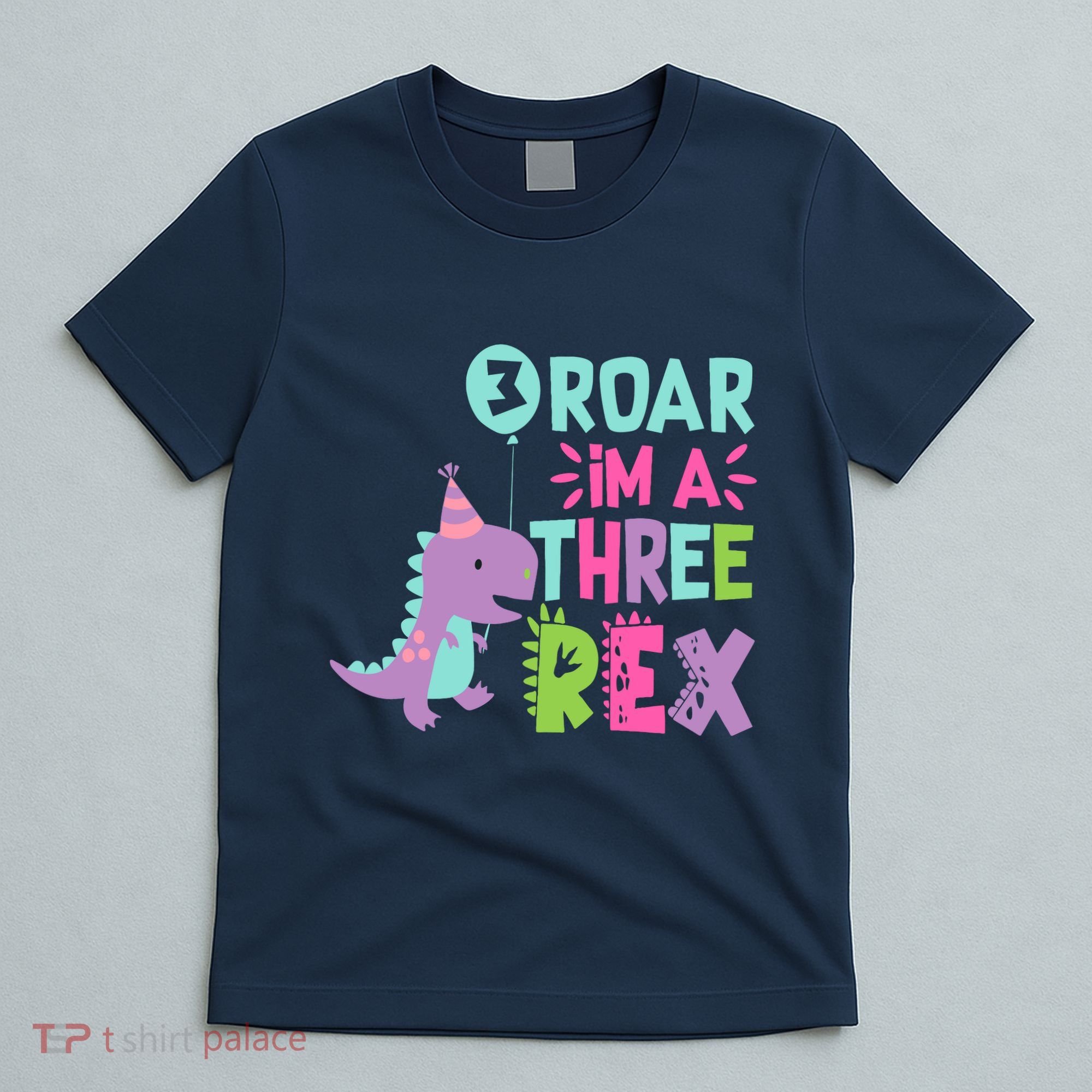 3rd Birthday Dinosaur Girl Trex Matching Family Party Three T-Shirt