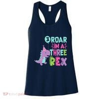 3rd Birthday Dinosaur Girl Trex Matching Family Party Three Women's Tank Top thumb 0