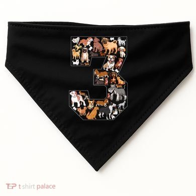 3rd Birthday Dog Lovers 3 Year Old Party USA-Made Doggie Bandana