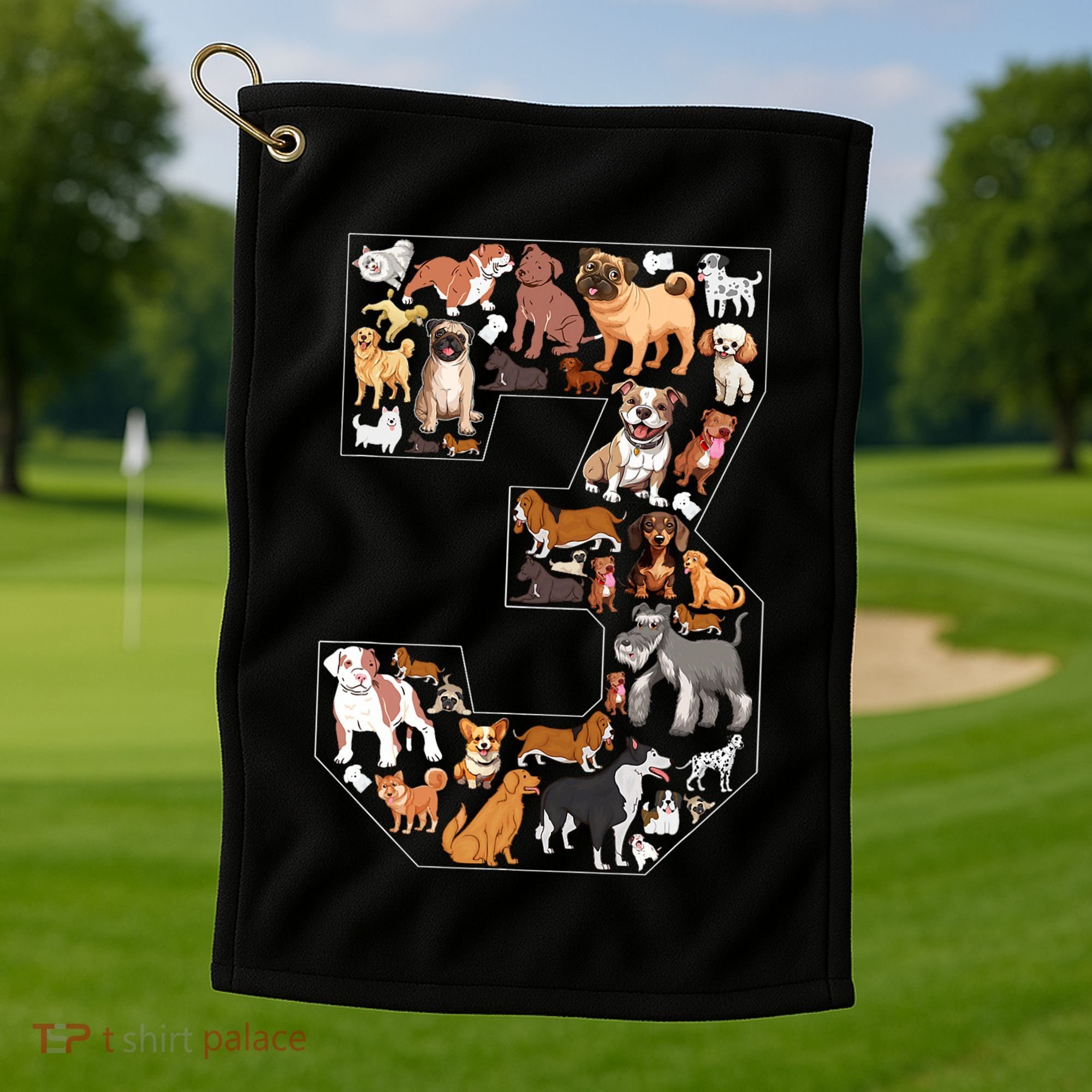 3rd Birthday Dog Lovers 3 Year Old Party Golf Towel