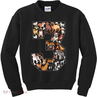 3rd Birthday Dog Lovers 3 Year Old Party Kids Sweatshirt