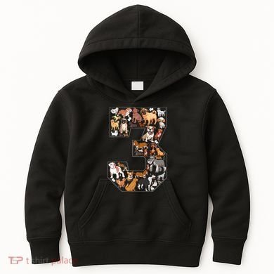 3rd Birthday Dog Lovers 3 Year Old Party Kids Hoodie