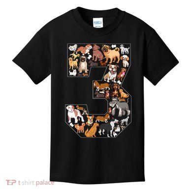 3rd Birthday Dog Lovers 3 Year Old Party Kids T-Shirt