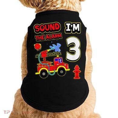 3rd Birthday Fire Truck 3 Year Old Firefighter Doggie Tank
