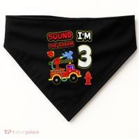 3rd Birthday Fire Truck 3 Year Old Firefighter USA-Made Doggie Bandana thumb 0