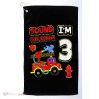 3rd Birthday Fire Truck 3 Year Old Firefighter Golf Towel thumb 0