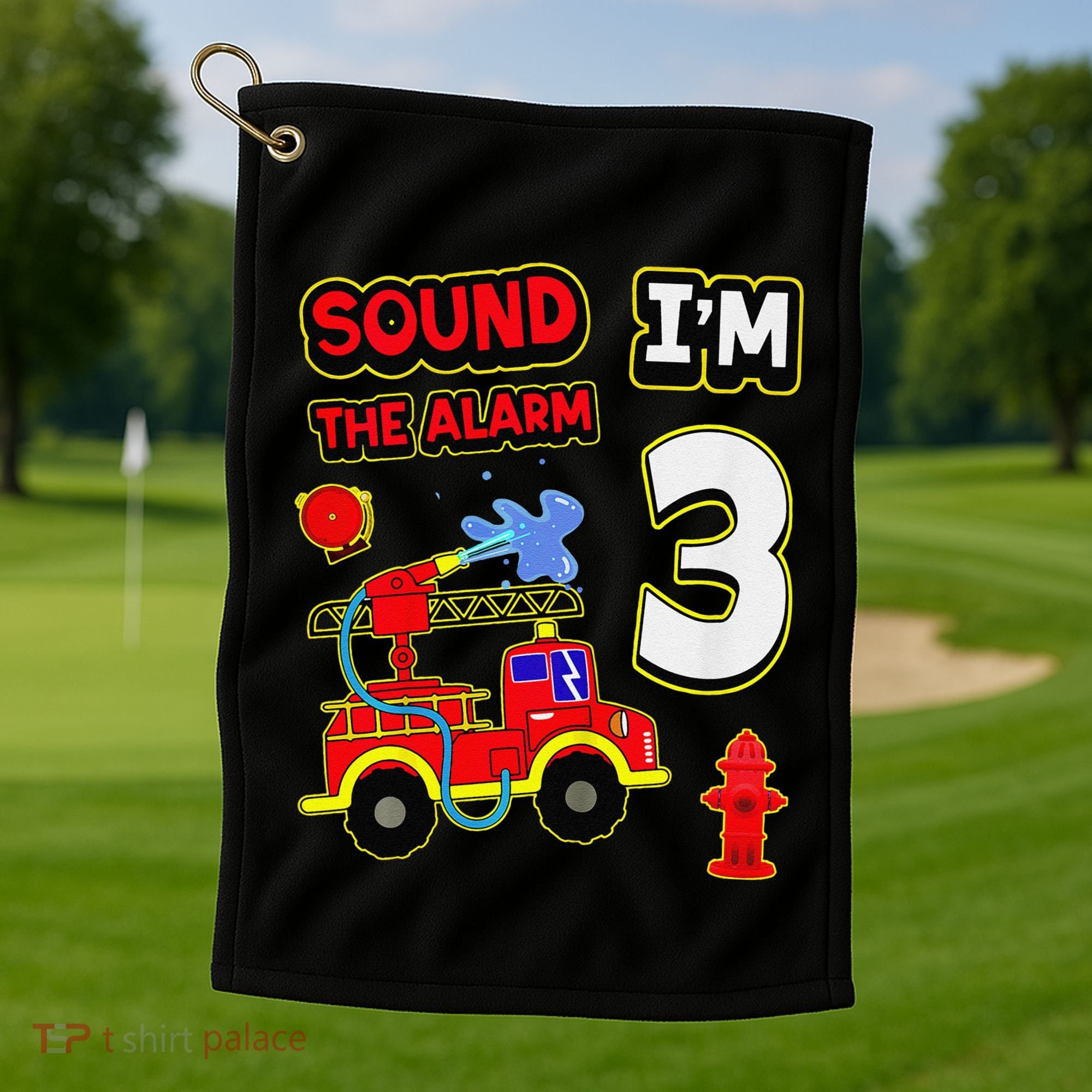 3rd Birthday Fire Truck 3 Year Old Firefighter Golf Towel