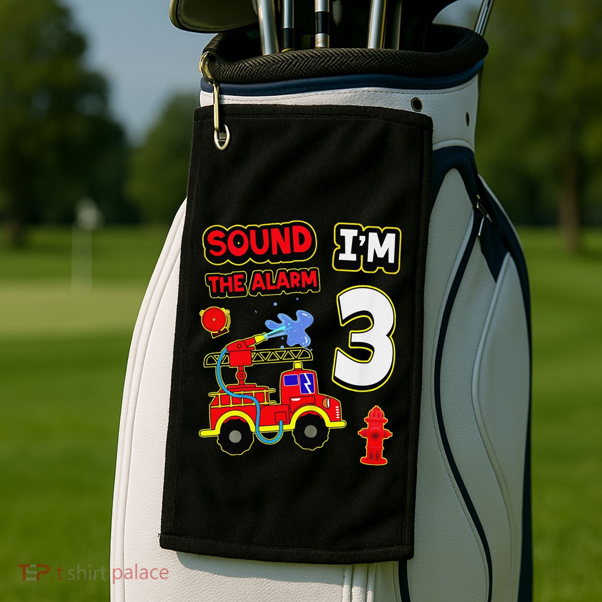 3rd Birthday Fire Truck 3 Year Old Firefighter Golf Towel