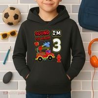 3rd Birthday Fire Truck 3 Year Old Firefighter Kids Hoodie thumb 2