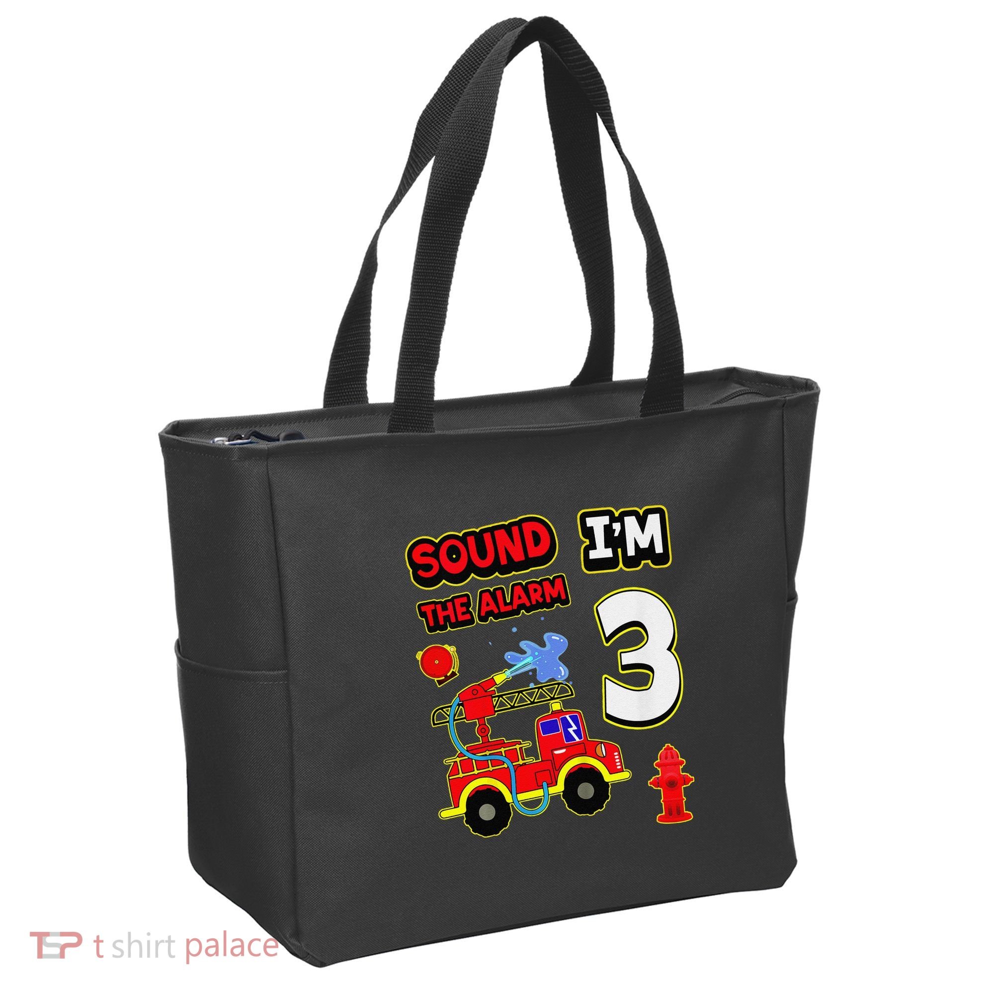 3rd Birthday Fire Truck 3 Year Old Firefighter Tote Bag
