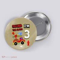 3rd Birthday Fire Truck 3 Year Old Firefighter Button thumb 0