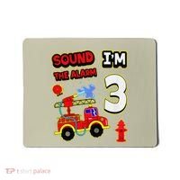 3rd Birthday Fire Truck 3 Year Old Firefighter Mousepad thumb 0