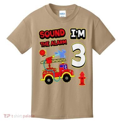 3rd Birthday Fire Truck 3 Year Old Firefighter Kids T-Shirt