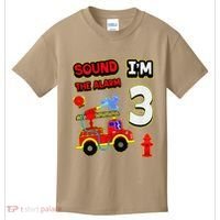 3rd Birthday Fire Truck 3 Year Old Firefighter Kids T-Shirt thumb 0